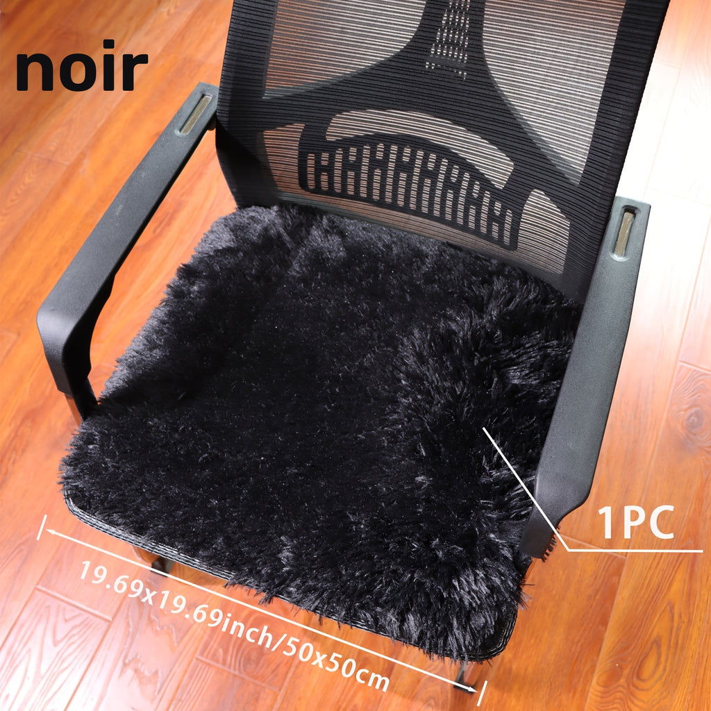 Galette de chaise de bureau 50x50 à poil long, 8 coloris