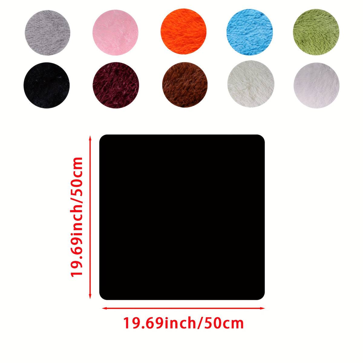 Galette de chaise de bureau 50x50 à poil long, 8 coloris