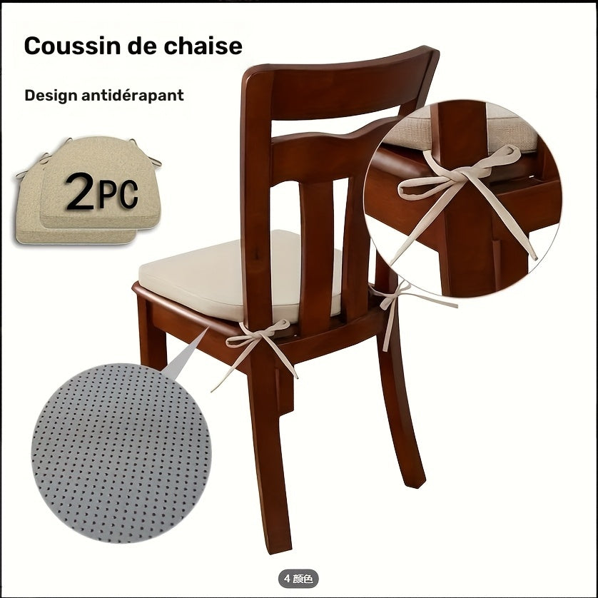 Galette de chaise déhoussable 40 x 40 cm en mousse, lot de 2