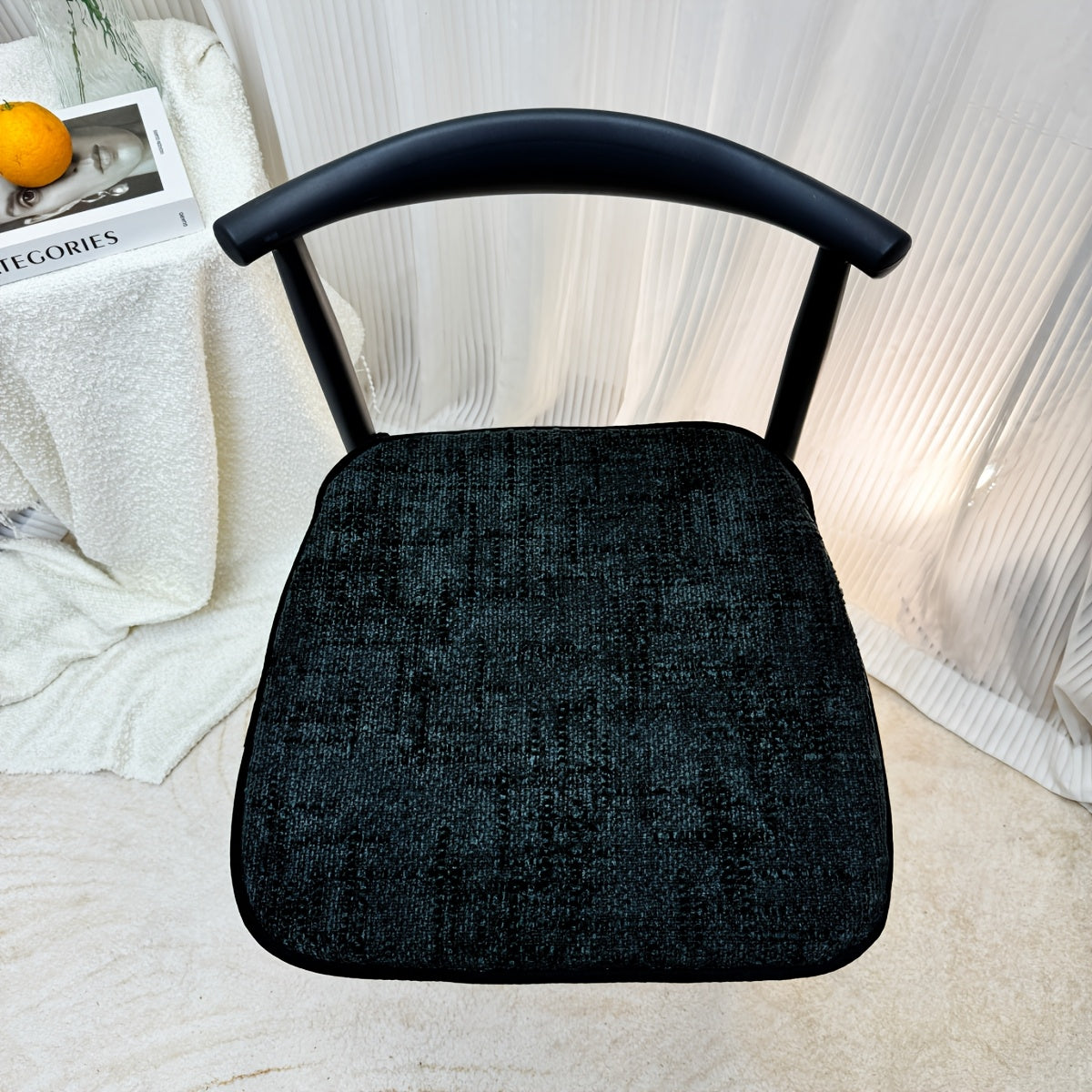Galette de chaise déhoussable 45 x 43 cm, effet chenille