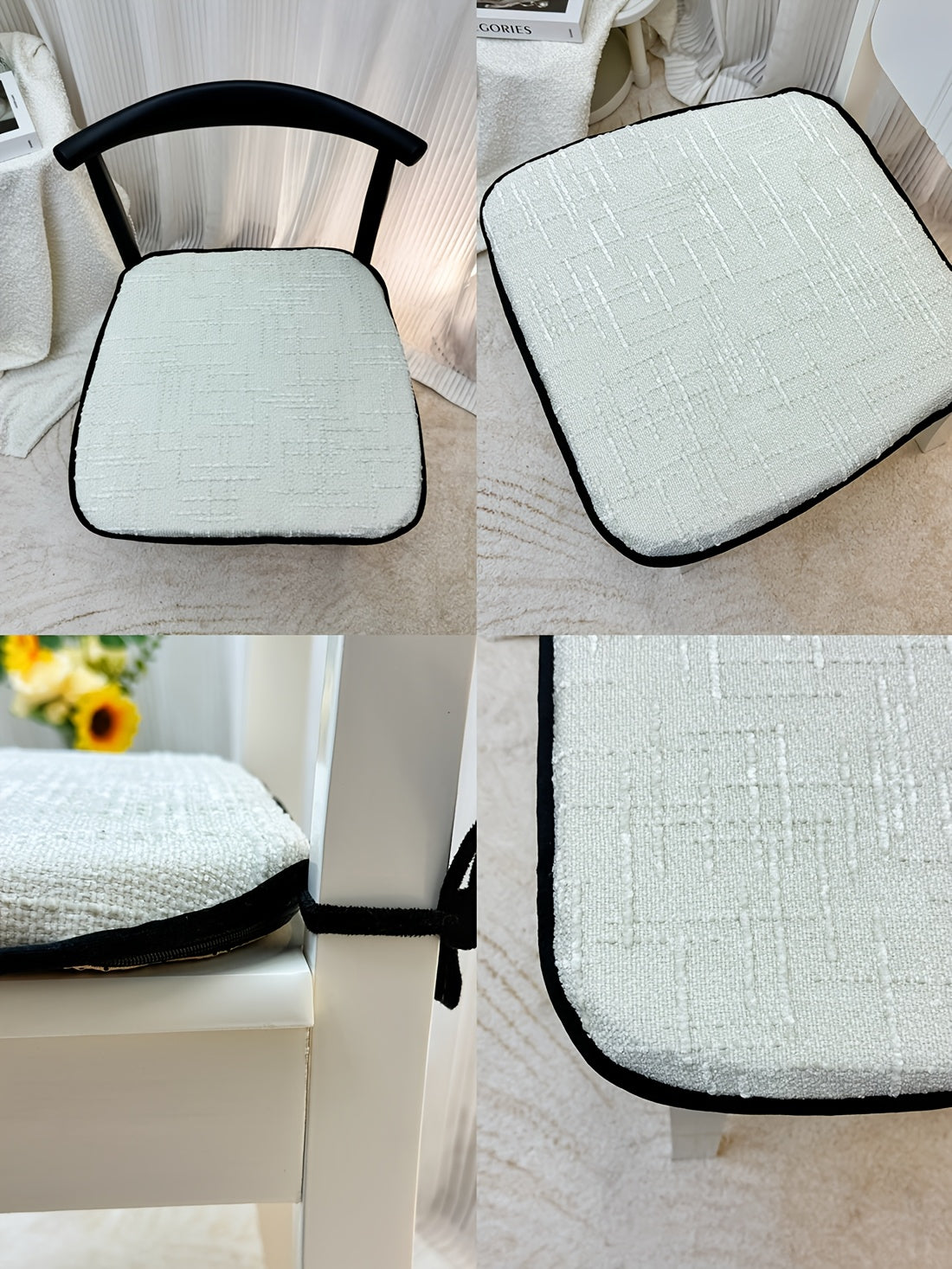 Galette de chaise déhoussable 45 x 43 cm, effet chenille
