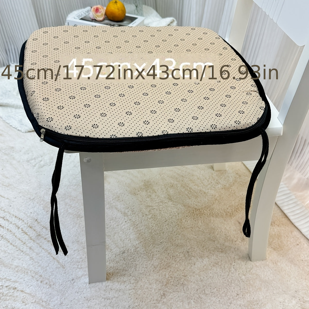 Galette de chaise déhoussable 45 x 43 cm, effet chenille