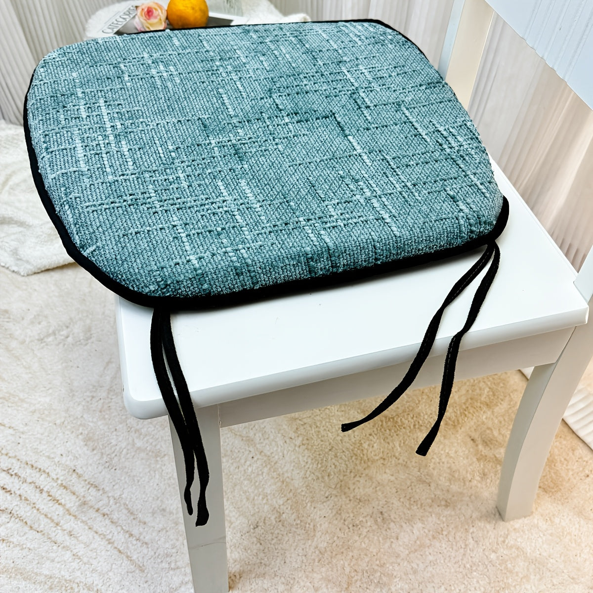 Galette de chaise déhoussable 45 x 43 cm, effet chenille