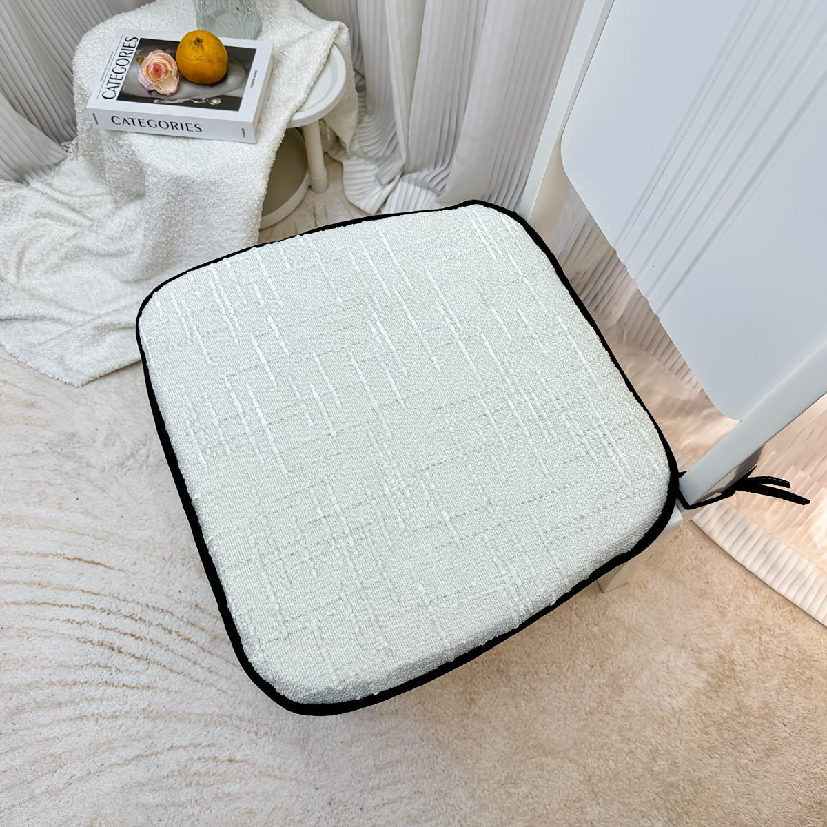 Galette de chaise déhoussable 45 x 43 cm, effet chenille