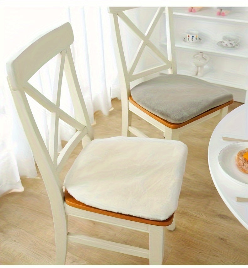 Galette de chaise en fausse fourrure douce, lot de 2 pièces