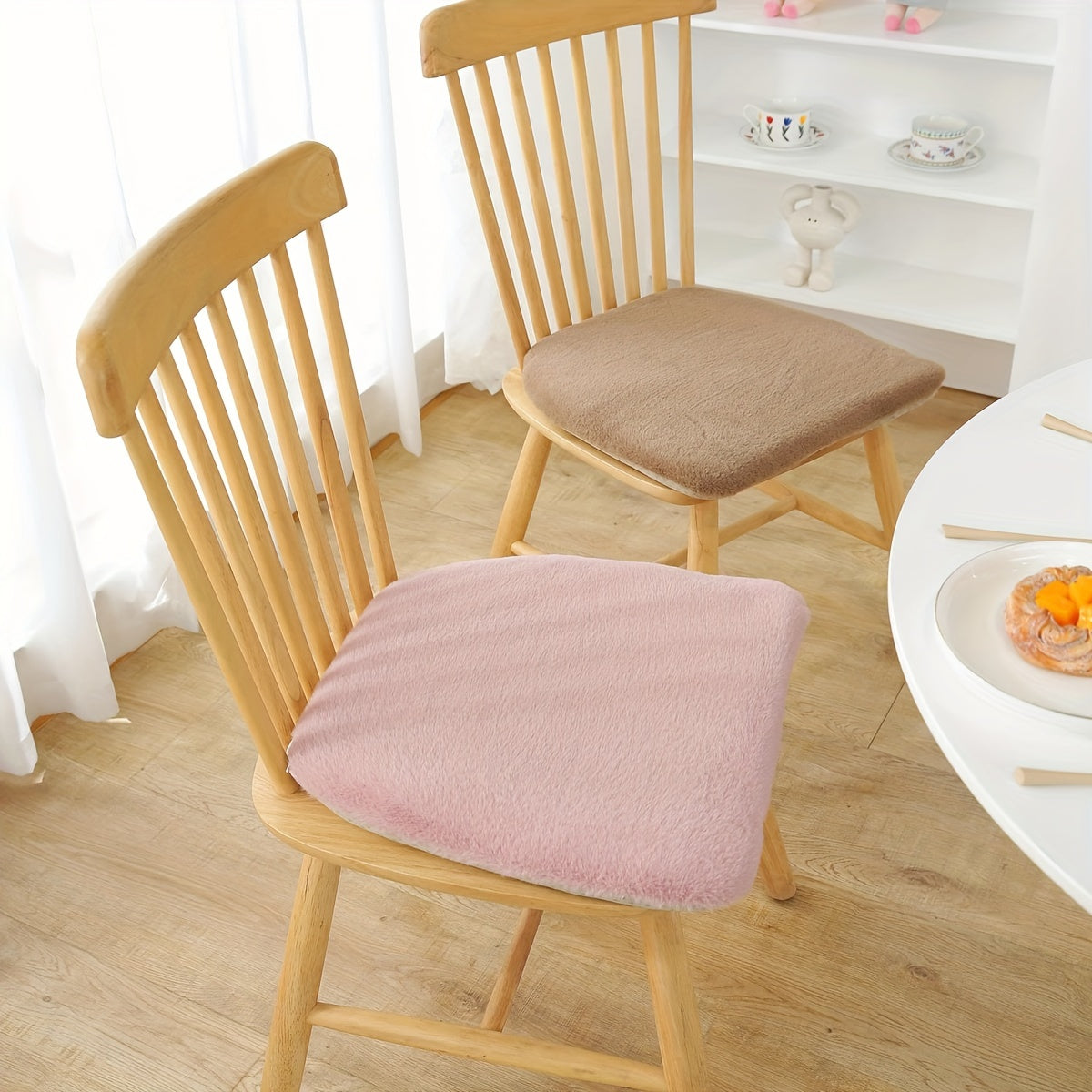 Galette de chaise en fausse fourrure douce, lot de 2 pièces