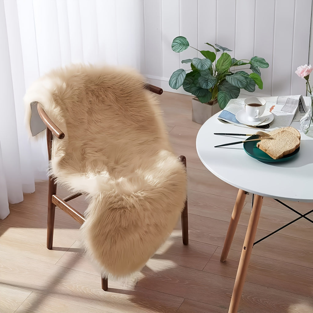 Galette de chaise en fausse fourrure forme peau, 2 longueurs