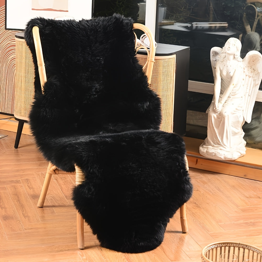 Galette de chaise en fausse fourrure forme peau, 2 longueurs