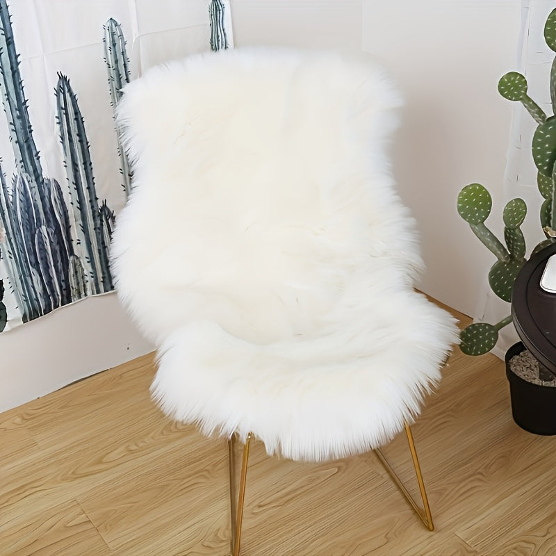 Galette de chaise en fausse fourrure forme peau, 2 longueurs