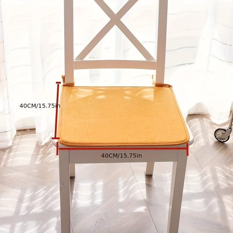 Galette de chaise fine, aspect lin, liens d'angle, par 4 ou 6