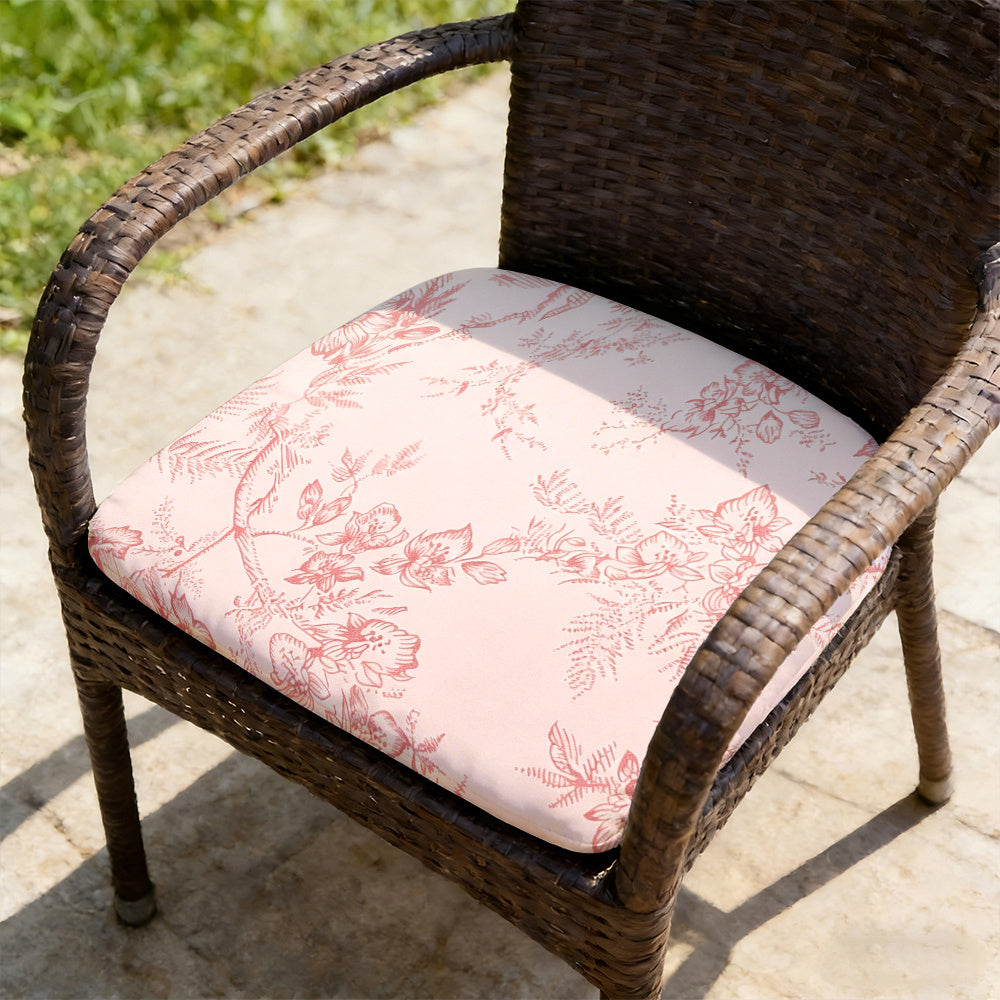 Galette de chaise fleurie rose 50 x 45 cm, lavable en machine
