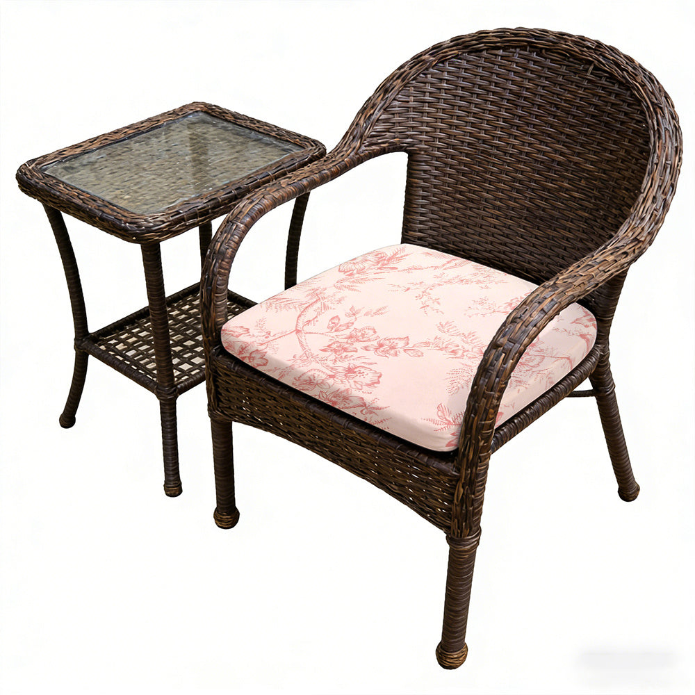 Galette de chaise fleurie rose 50 x 45 cm, lavable en machine