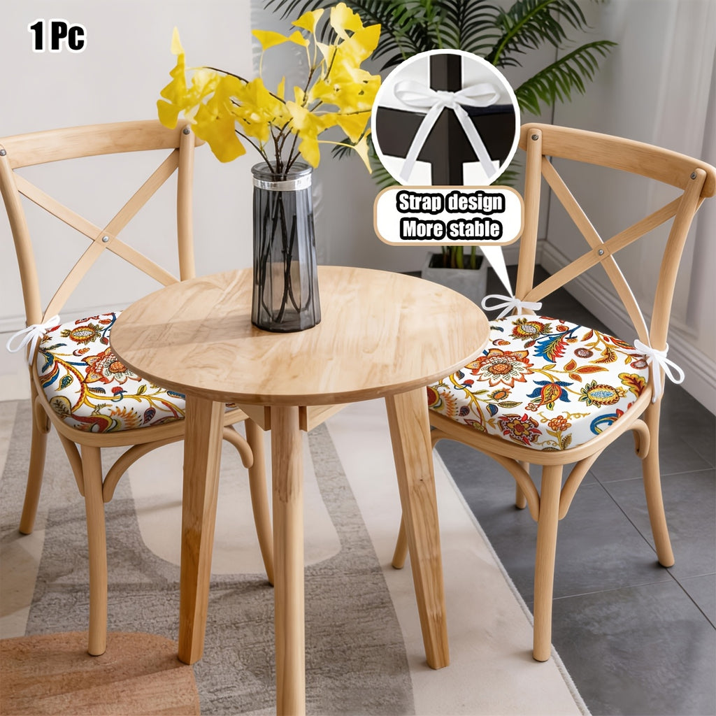 Galette de chaise déhoussable 42x40, imprimé fleuri coloré