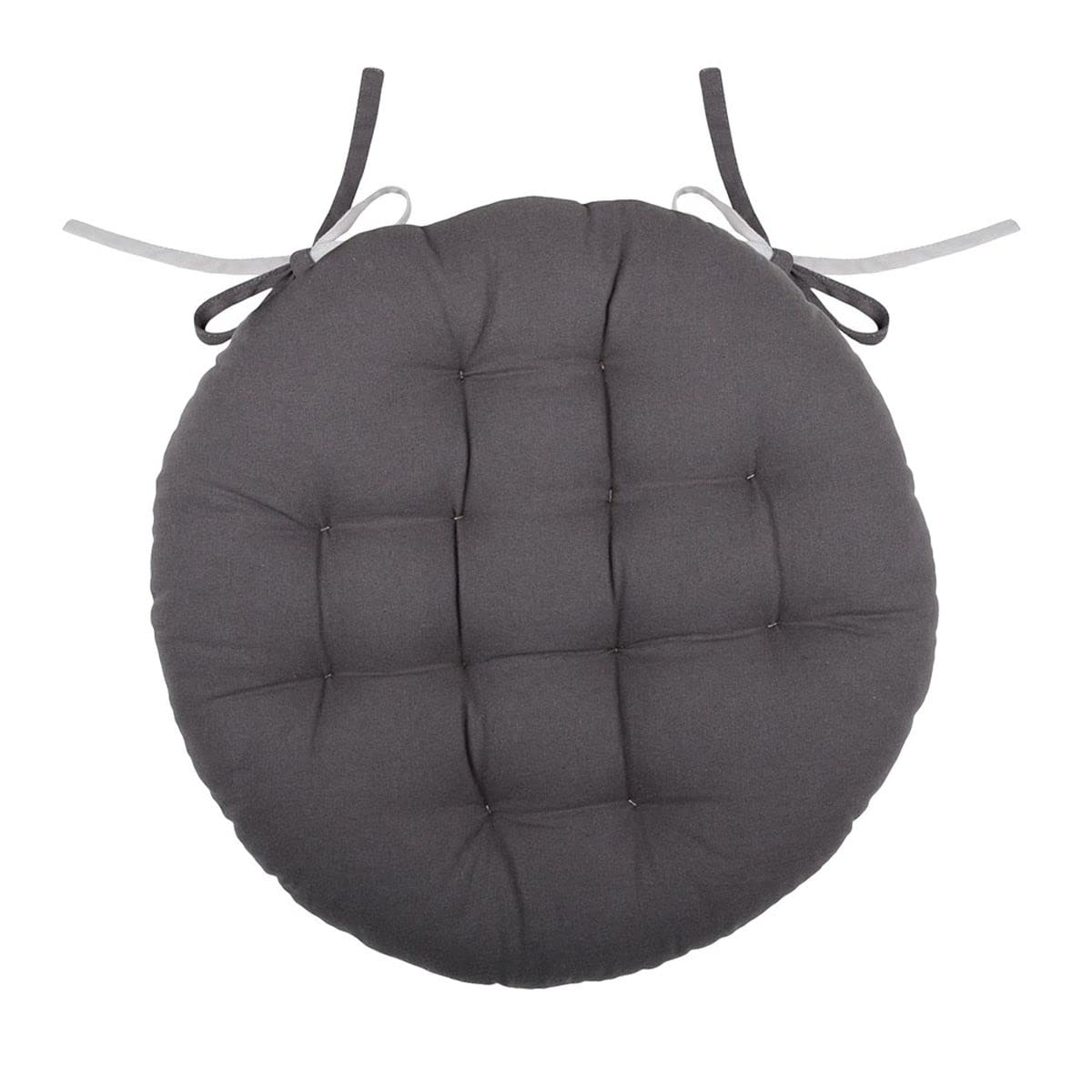 Galette de chaise ronde Ø 38 cm en coton, réversible deux gris