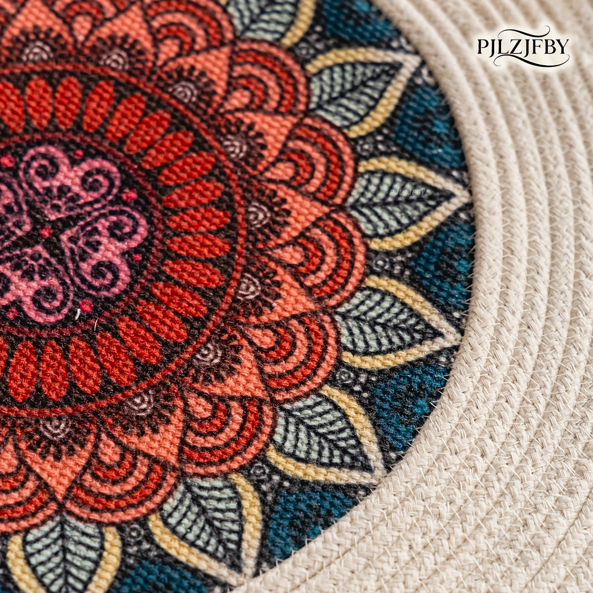 Galette de chaise ronde de 40 cm à franges et pompons macramé
