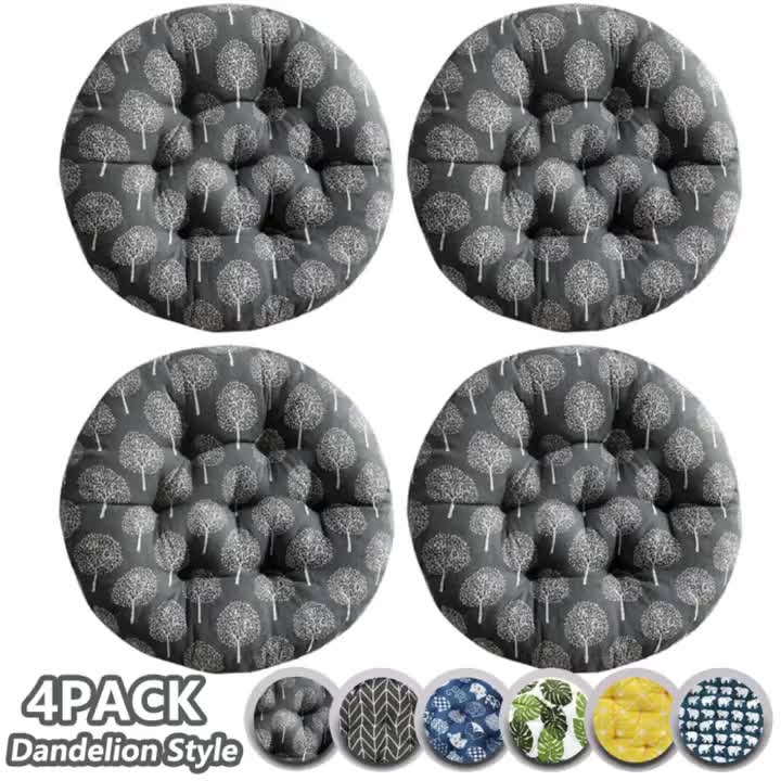 Galette de chaise ronde de 40 cm, lot de 4 à motifs variés