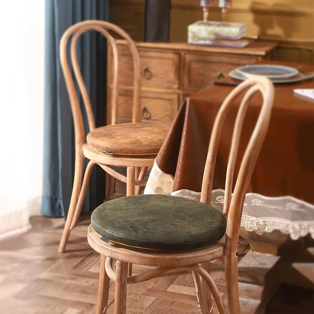 Galette de chaise ronde aspect cuir vieilli — vue 8 Image