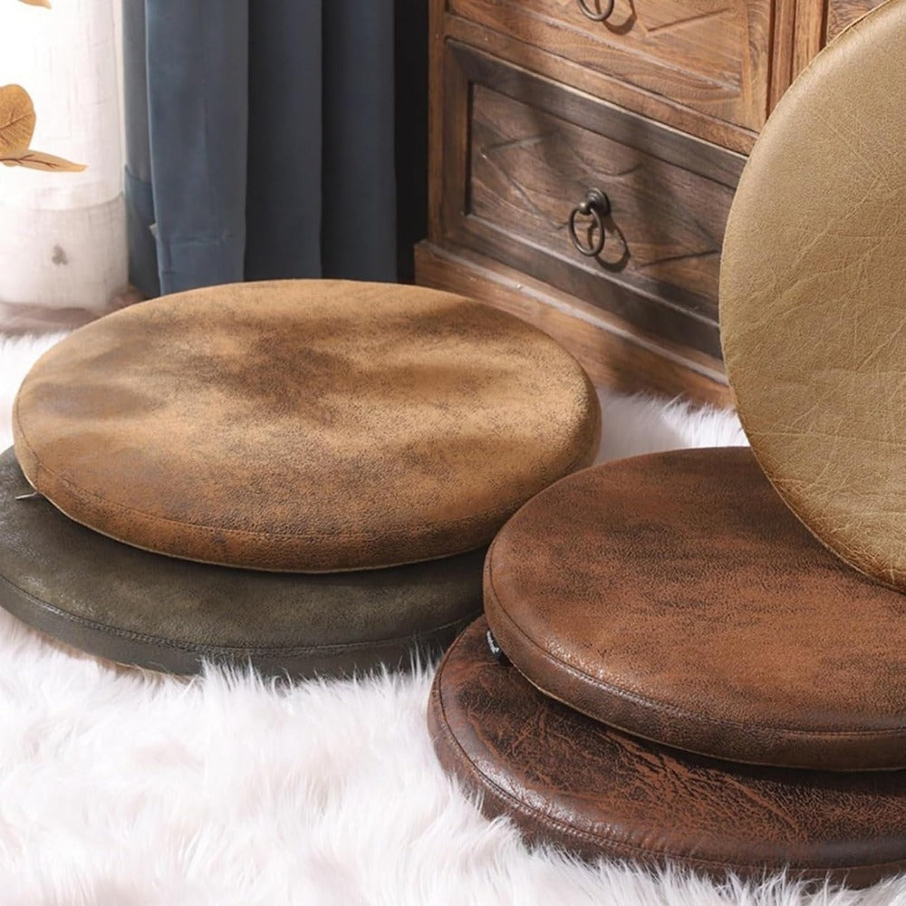 Galette de chaise ronde aspect cuir vieilli — vue 9