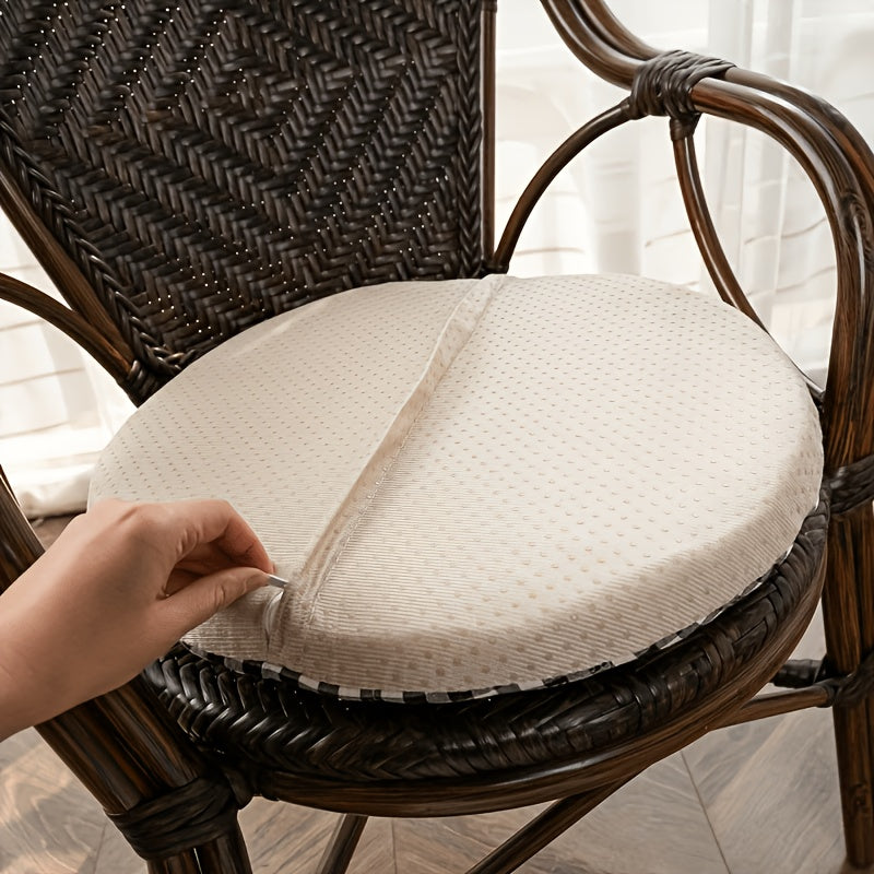 Galette de chaise ronde déhoussable, petit vichy noir et blanc