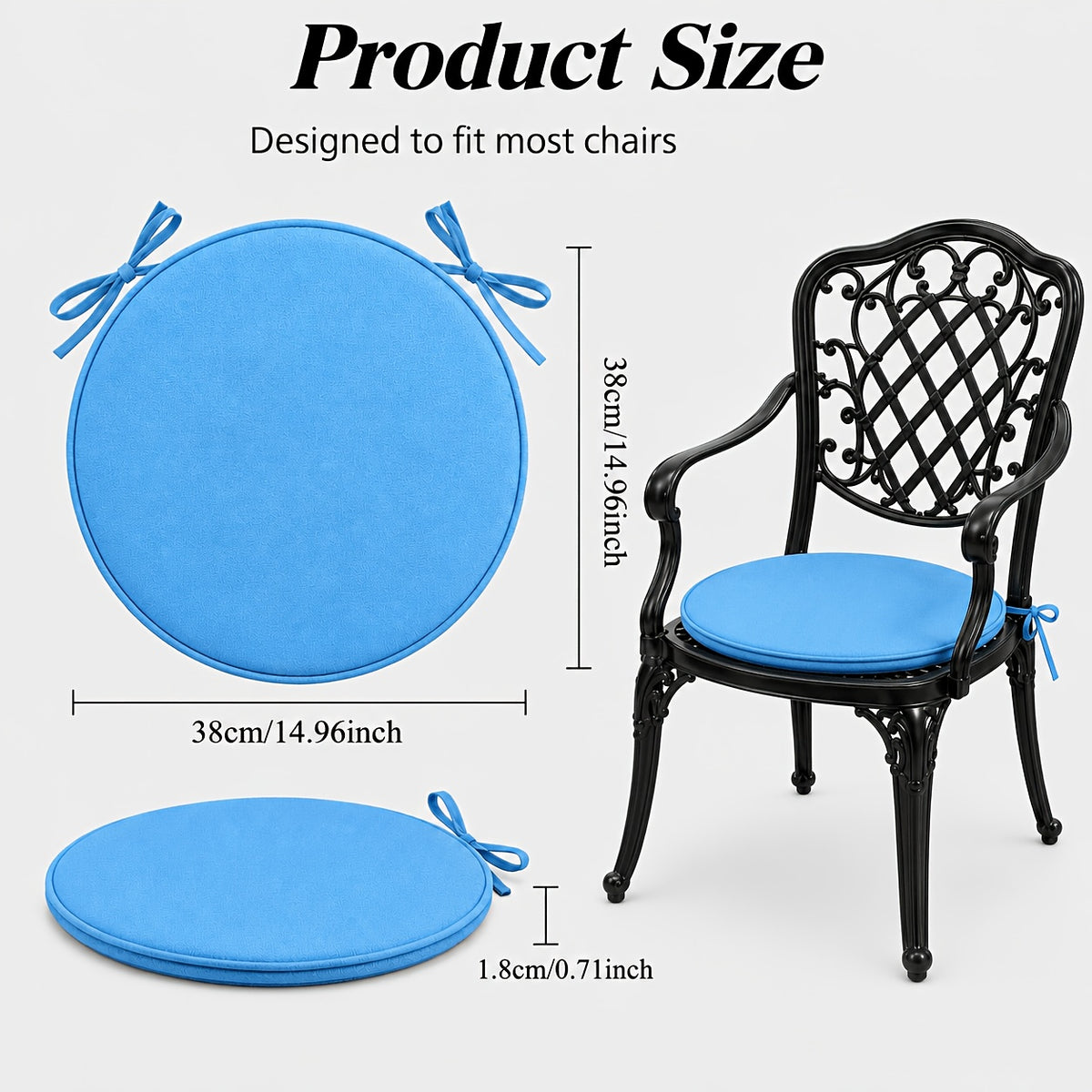 Galette de chaise ronde d'extérieur Ø 38 cm à nouettes, lot de 4