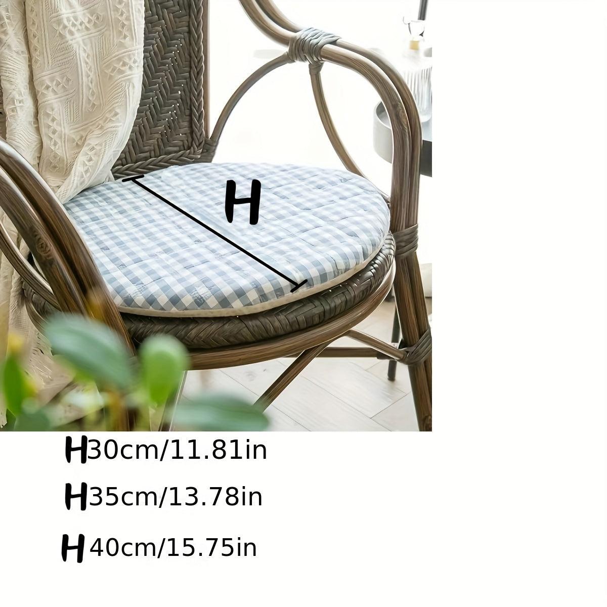 Galette de chaise ronde matelassée déhoussable, Ø 30 à 40 cm