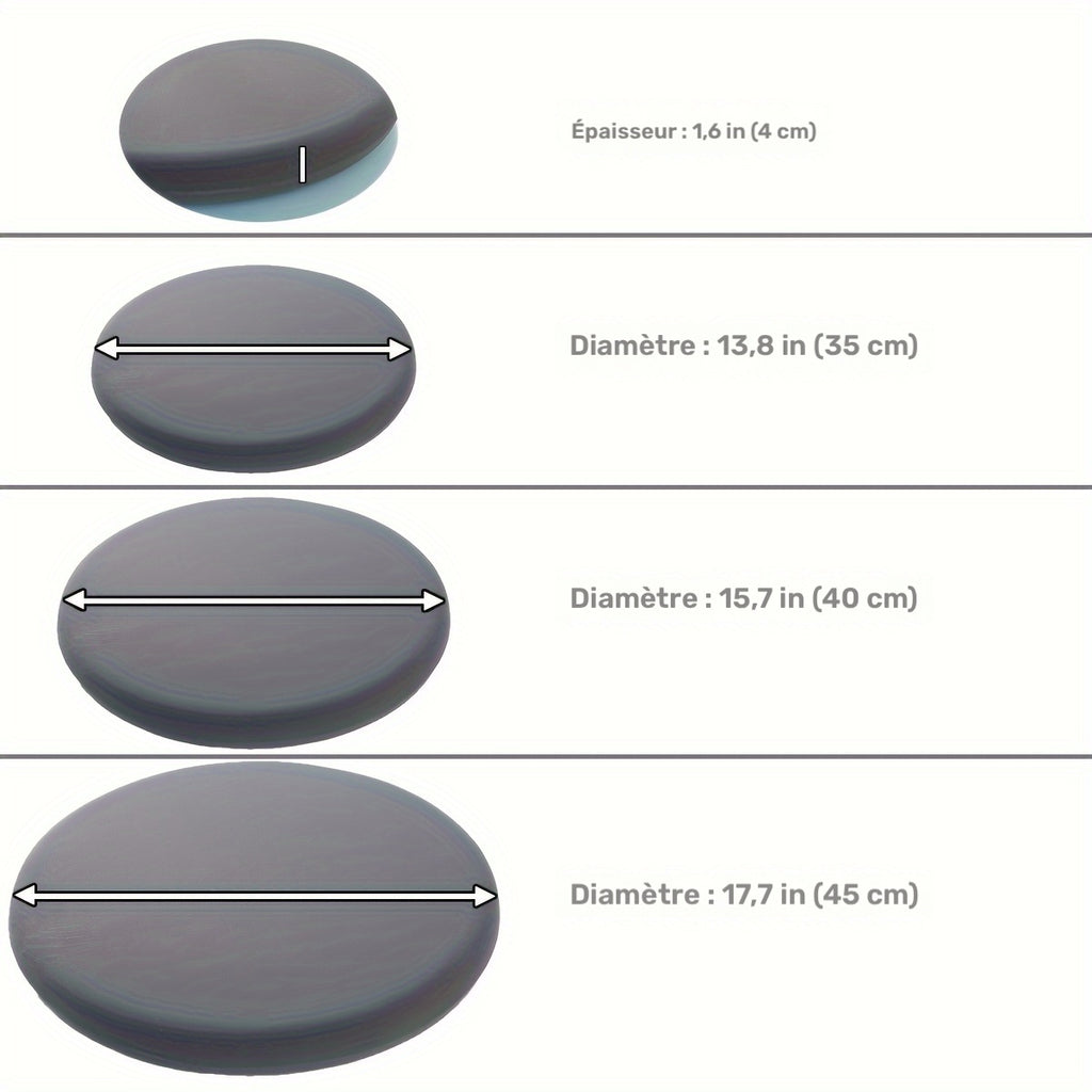 Galette de chaise ronde à mémoire de forme, Ø 35 à 45 cm