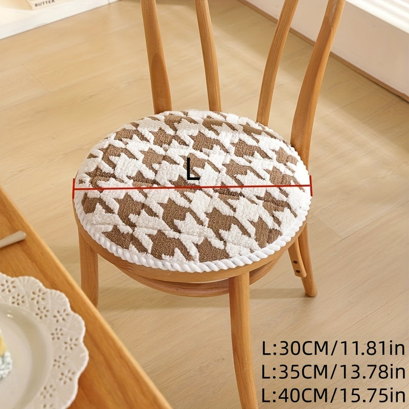 Galette de chaise ronde pied-de-poule tufté, lot de 2 ou 4