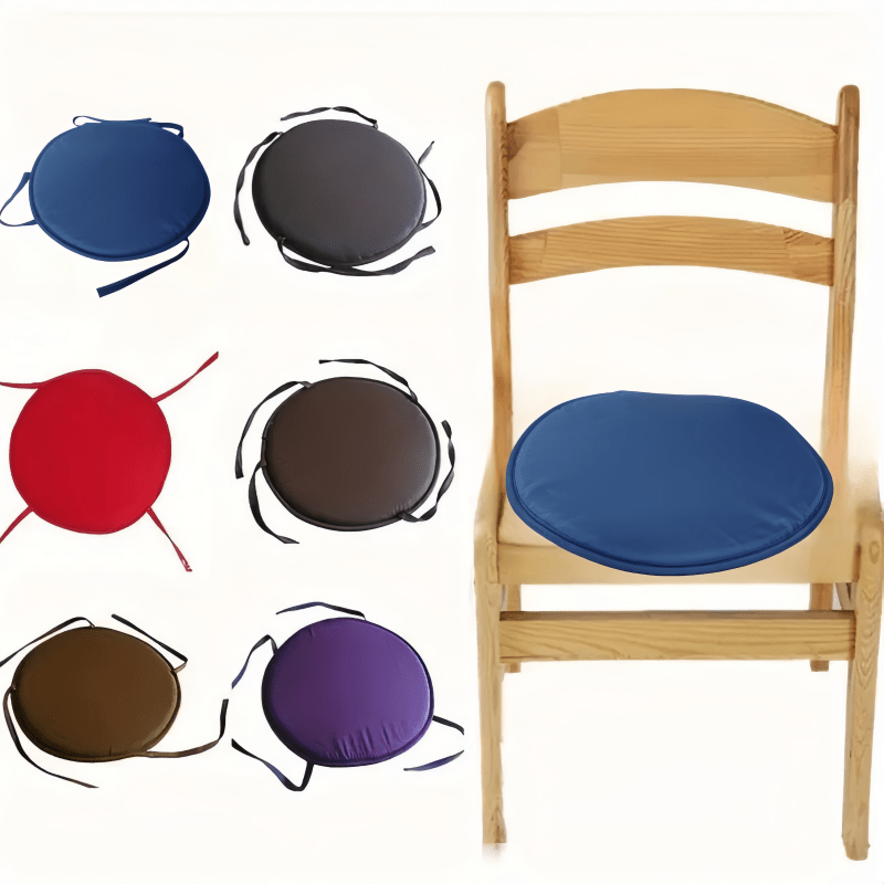 Galette de chaise ronde rouge Ø 37 cm, quatre sangles plates
