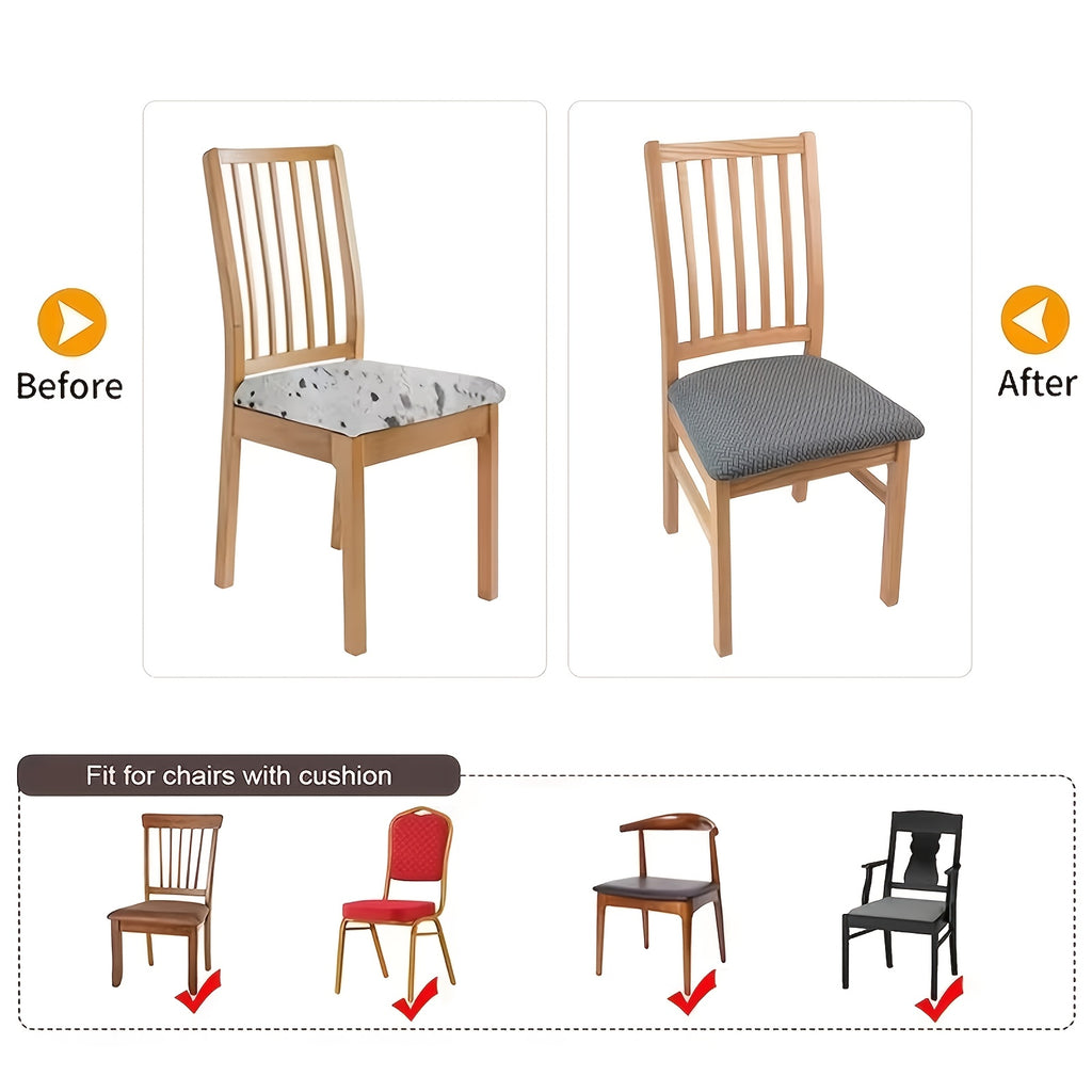 Housse d'assise de chaise extensible en jacquard, lot de 4