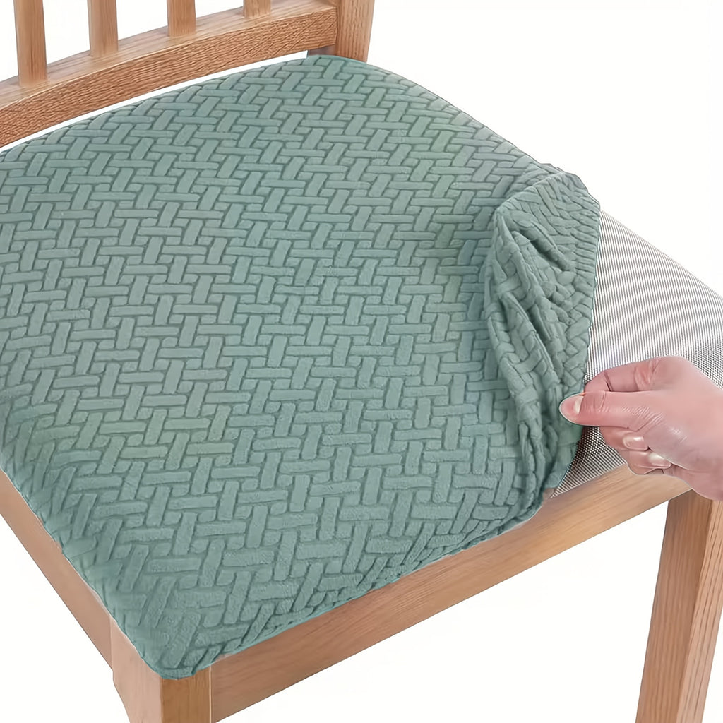 Housse d'assise de chaise extensible en jacquard, lot de 4