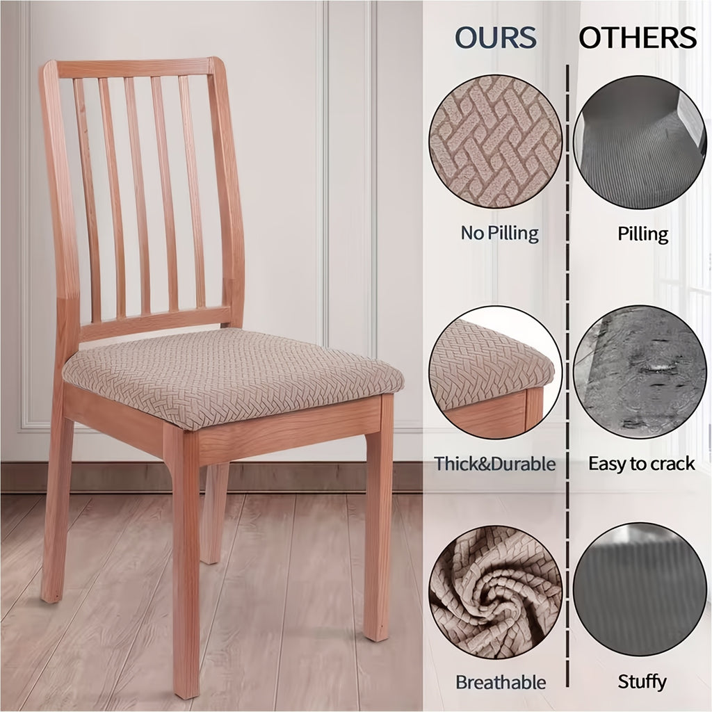 Housse d'assise de chaise extensible en jacquard, lot de 4