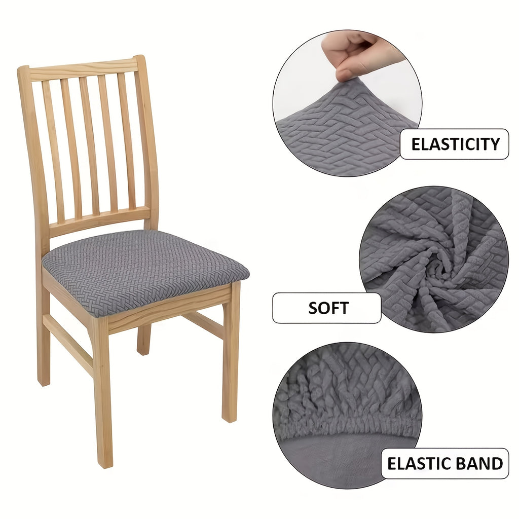 Housse d'assise de chaise extensible en jacquard, lot de 4