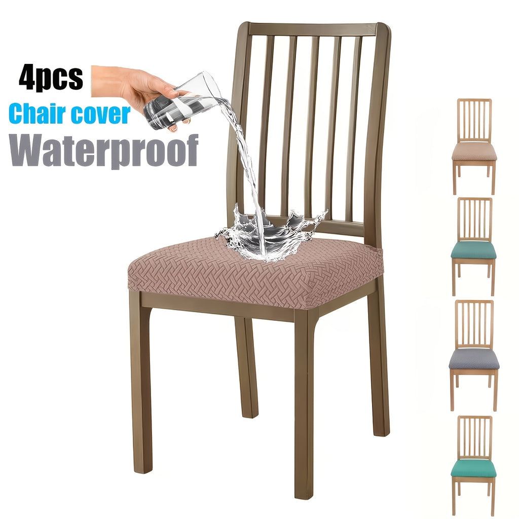 Housse d'assise de chaise extensible en jacquard, lot de 4