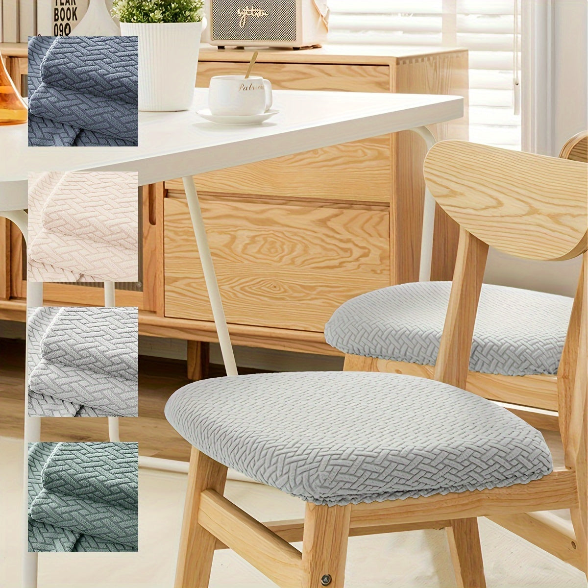 Housse d'assise de chaise extensible en maille jacquard