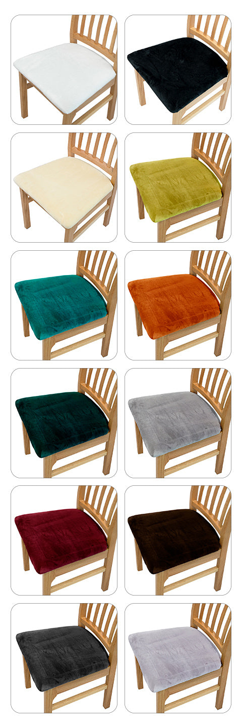Housse de chaise d'assise en velours extensible, 16 teintes