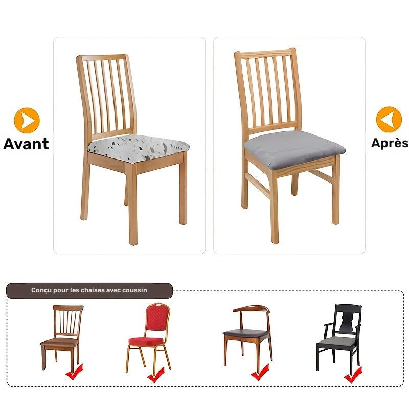 Housse de chaise d'assise en velours extensible, 16 teintes
