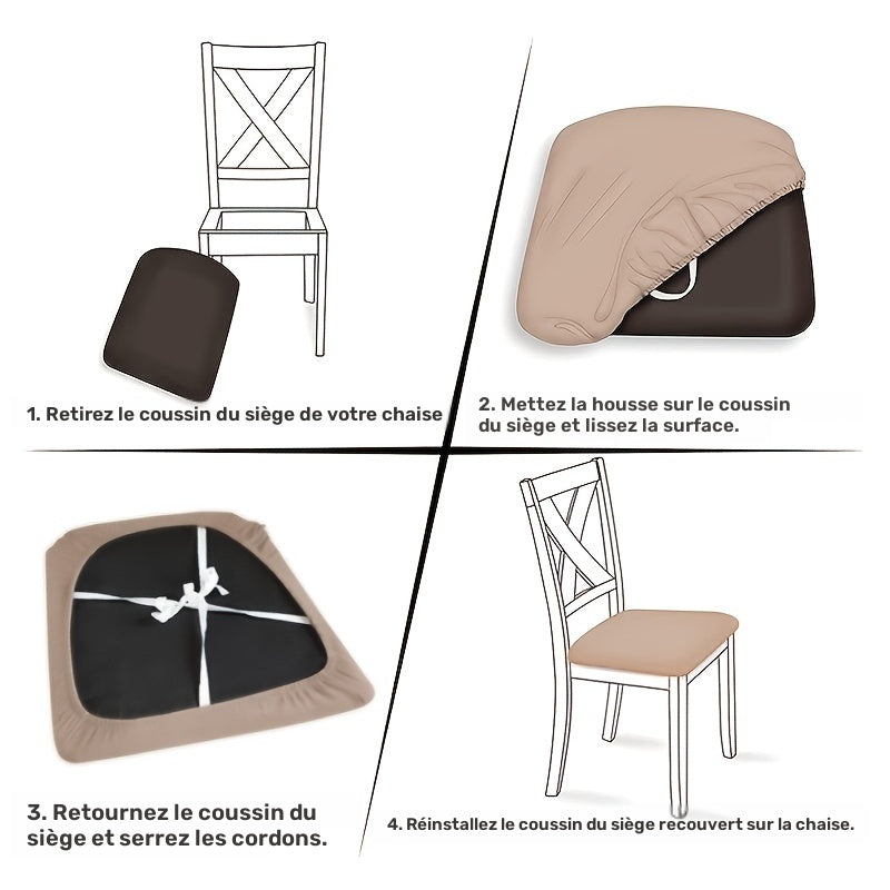 Housse de chaise d'assise en velours extensible, 16 teintes