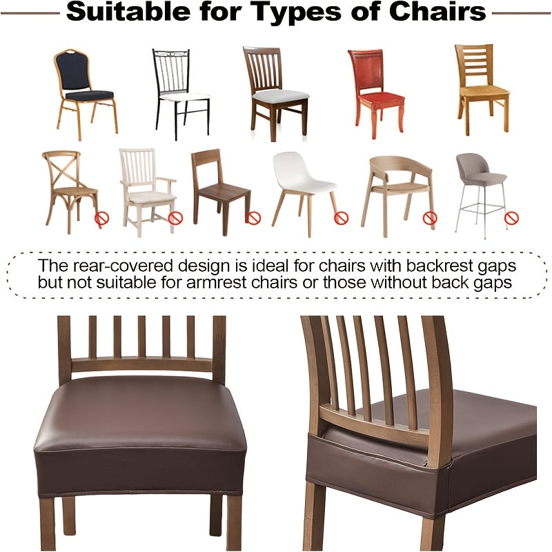 Housse d'assise de chaise en simili cuir, lot de 2 pièces