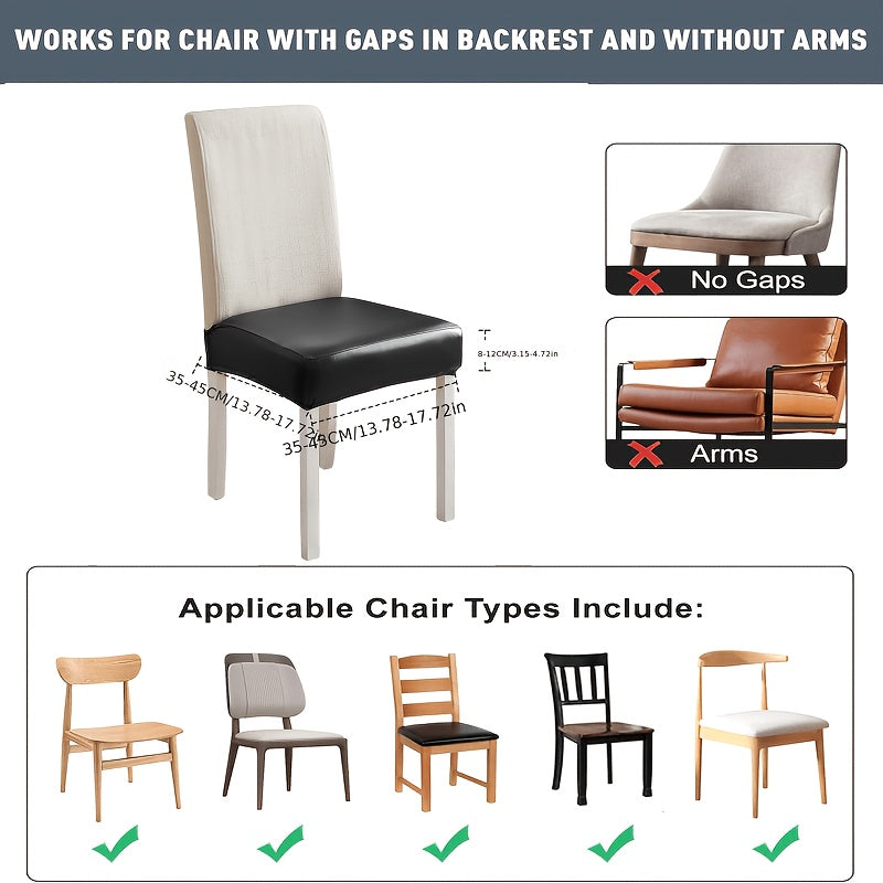 Housse d'assise de chaise en simili cuir, lot de 2 pièces