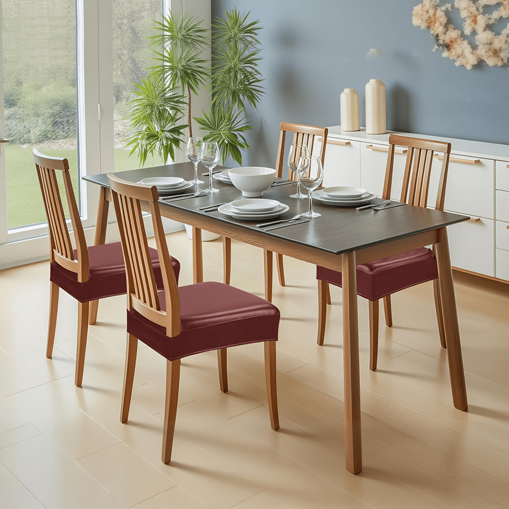 Housse d'assise de chaise en simili cuir, lot de 2 pièces