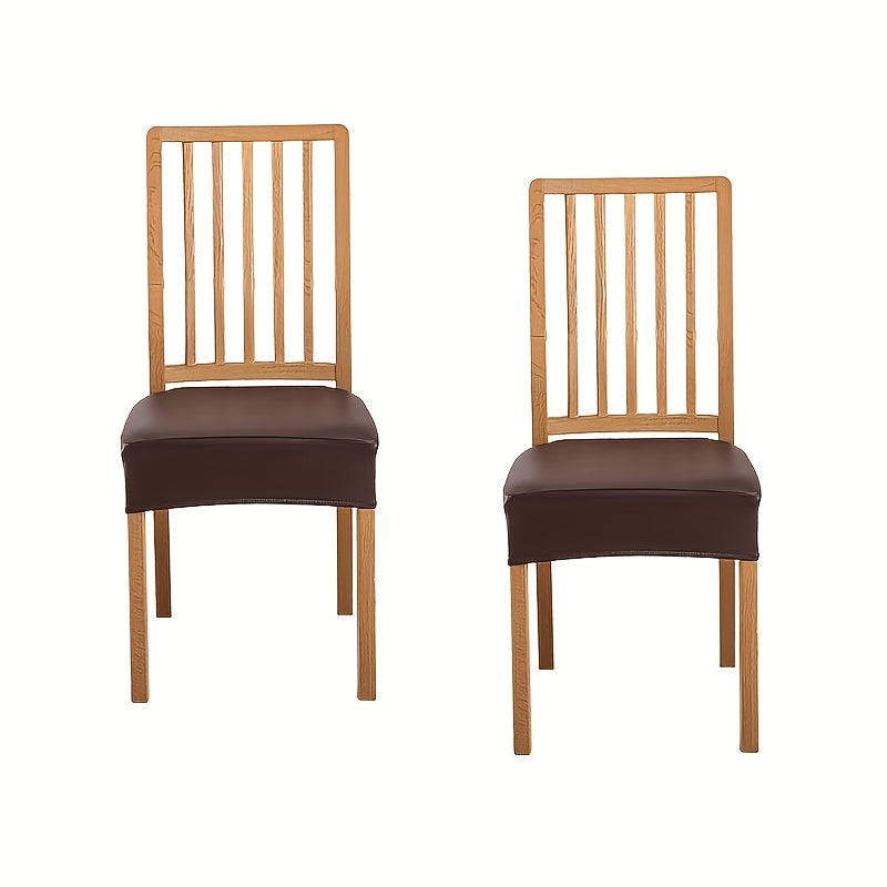 Housse d'assise de chaise en simili cuir, lot de 2 pièces
