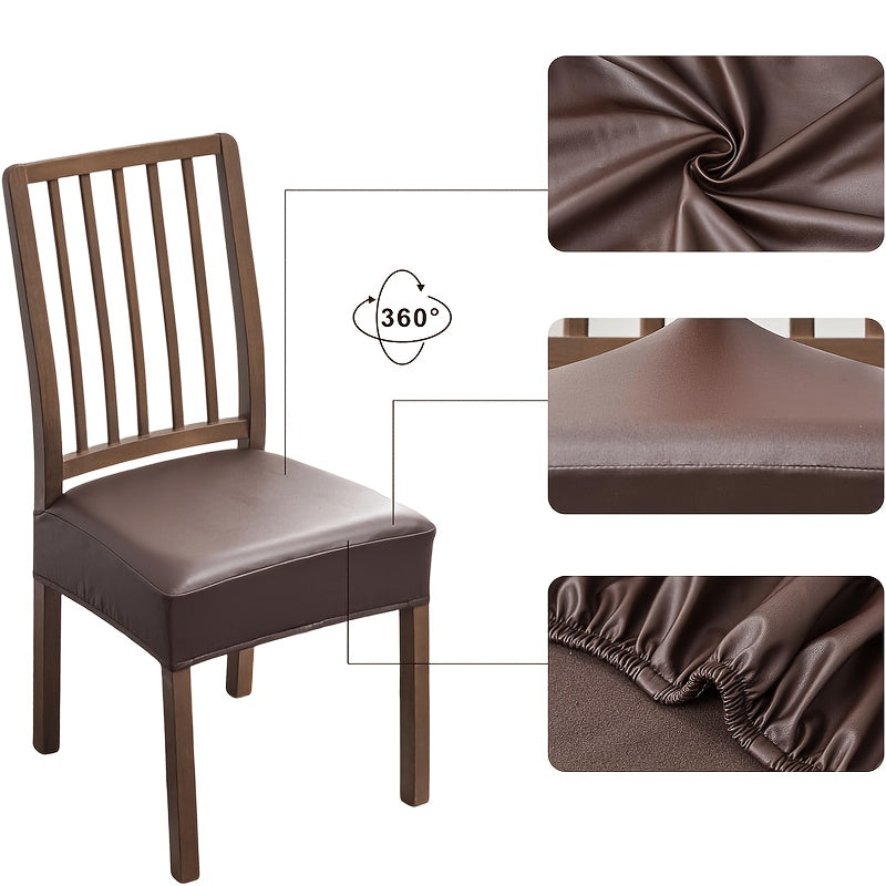 Housse d'assise de chaise en simili cuir, lot de 2 pièces