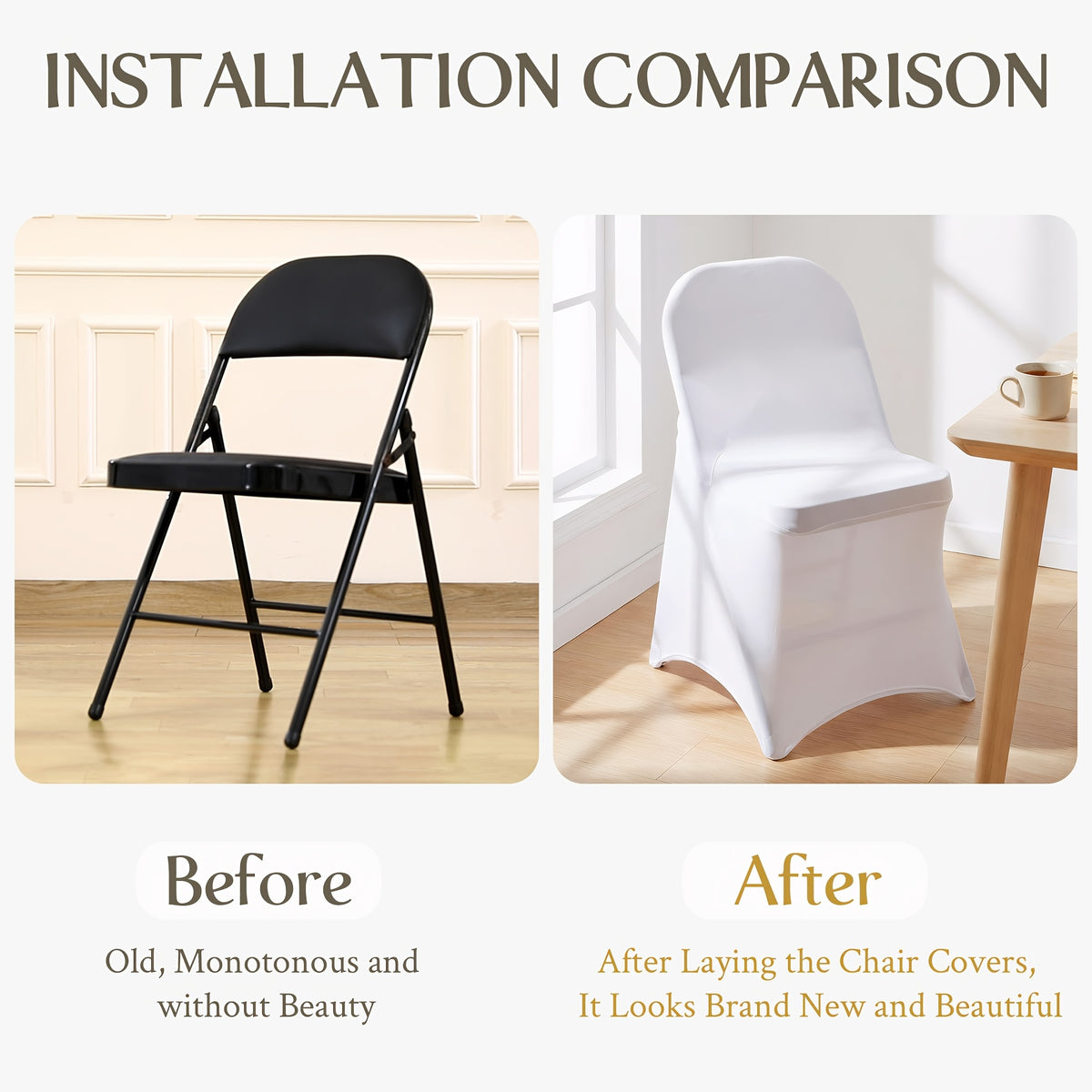 Housse de chaise d'appoint pliante, trio d'une même teinte