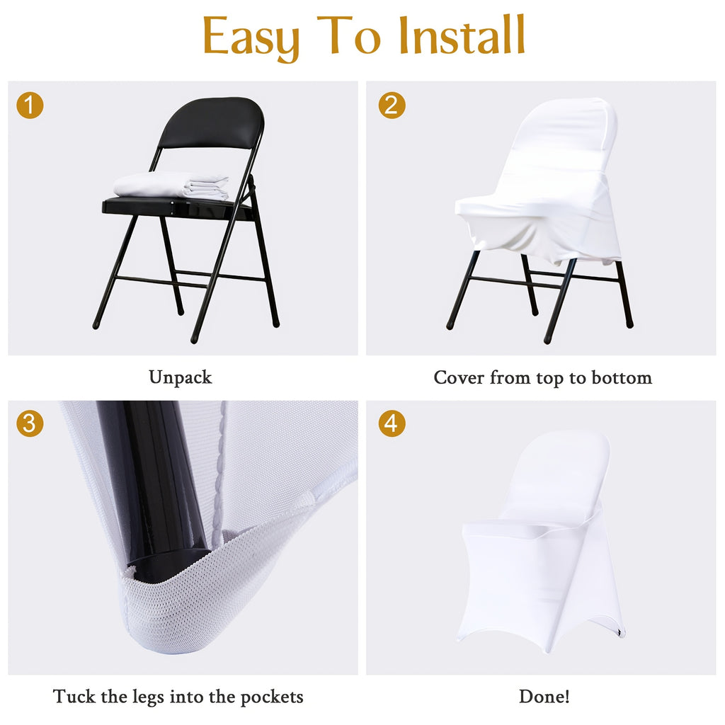 Housse de chaise d'appoint pliante, trio d'une même teinte