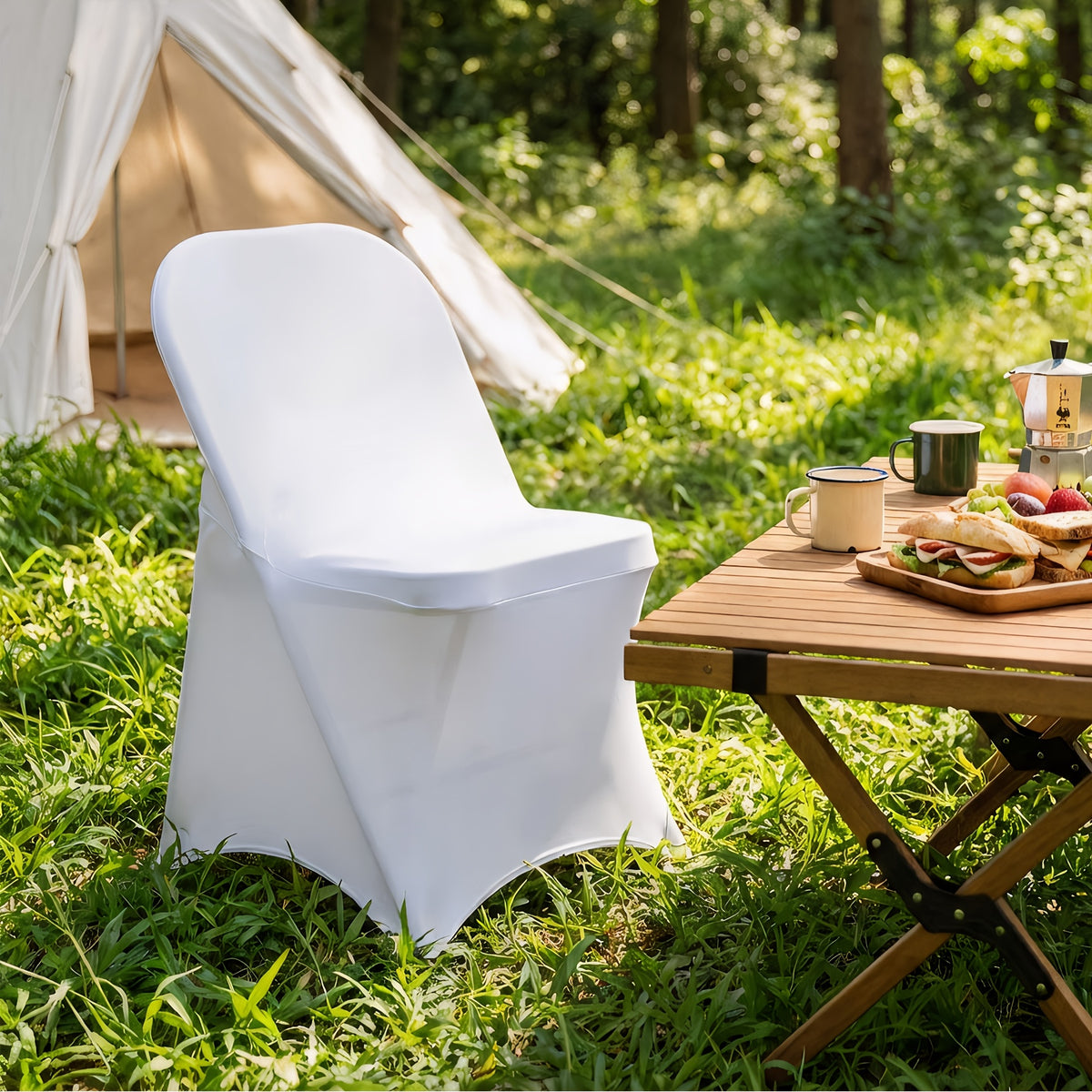 Housse de chaise d'appoint pliante, trio d'une même teinte