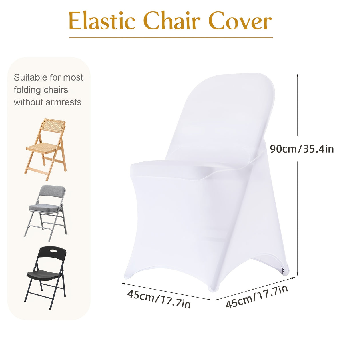 Housse de chaise d'appoint pliante, trio d'une même teinte