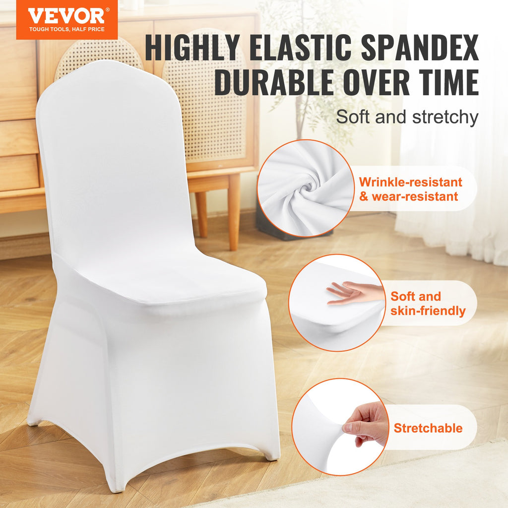 Housse de chaise blanche pour dossier de 93 cm, lot de 12