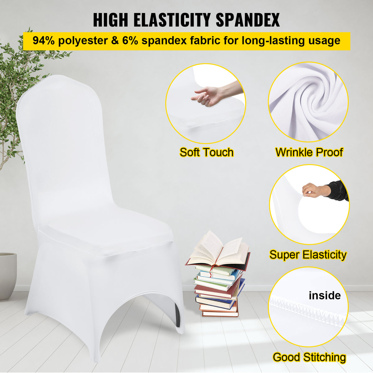 Housse de chaise à arche avant dégagée, 50 pièces blanches