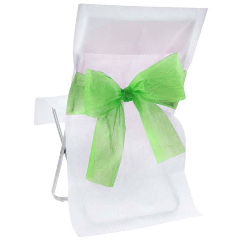 Housses de Chaise Blanche Noeud Vert Anis x10