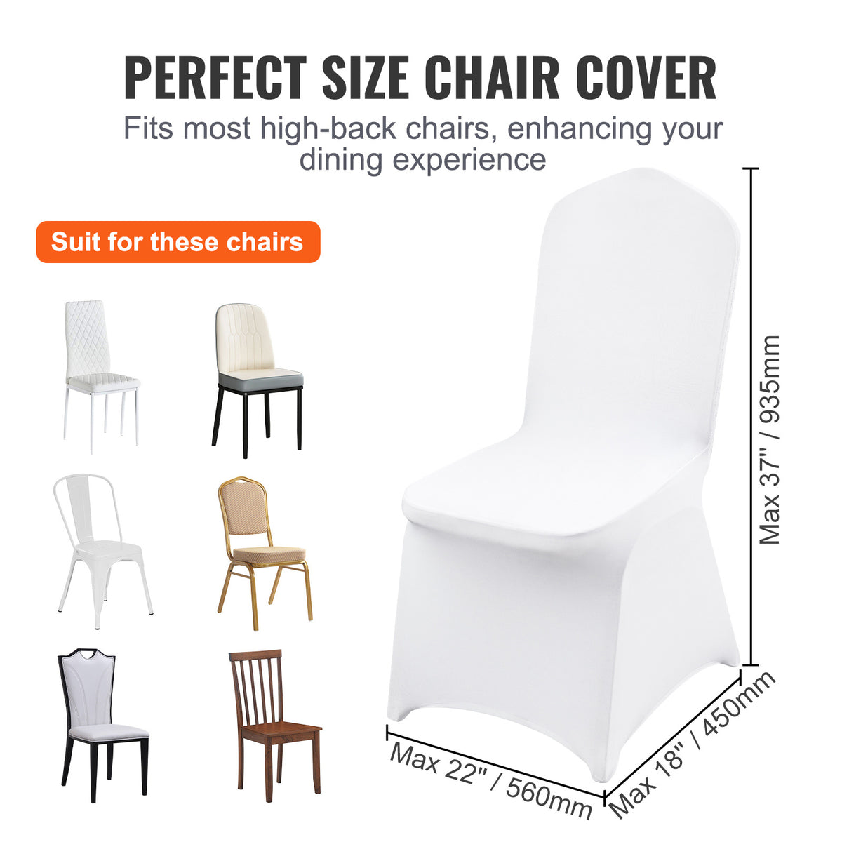 Housse de chaise blanche à poches de pied, carton de 30 unités